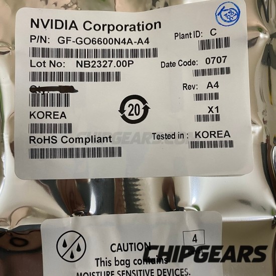 Nvidia Geforce GO6600 NPB GPU NV43 Graphics Processor Curie 375MHz 128MB BGA