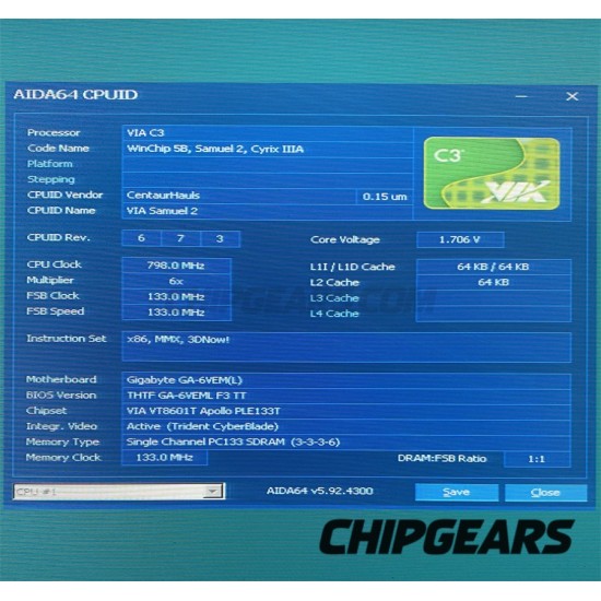 VIA C3 800AMHz CPU Samuel2 1.65v S370 Processor 32bit x86 Microprocessor NOS