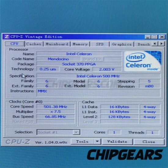 Intel Celeron 500MHz CPU SL3FY FV80524RX500128 128KB 66MHz 2V Processor