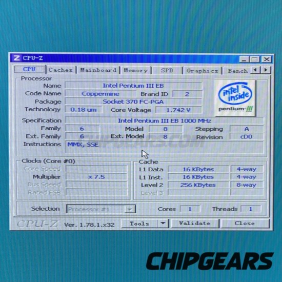 Intel Pentium III 1000MHz CPU SL52R Coppermine 370 256KB 133MHz 1000EB Processor